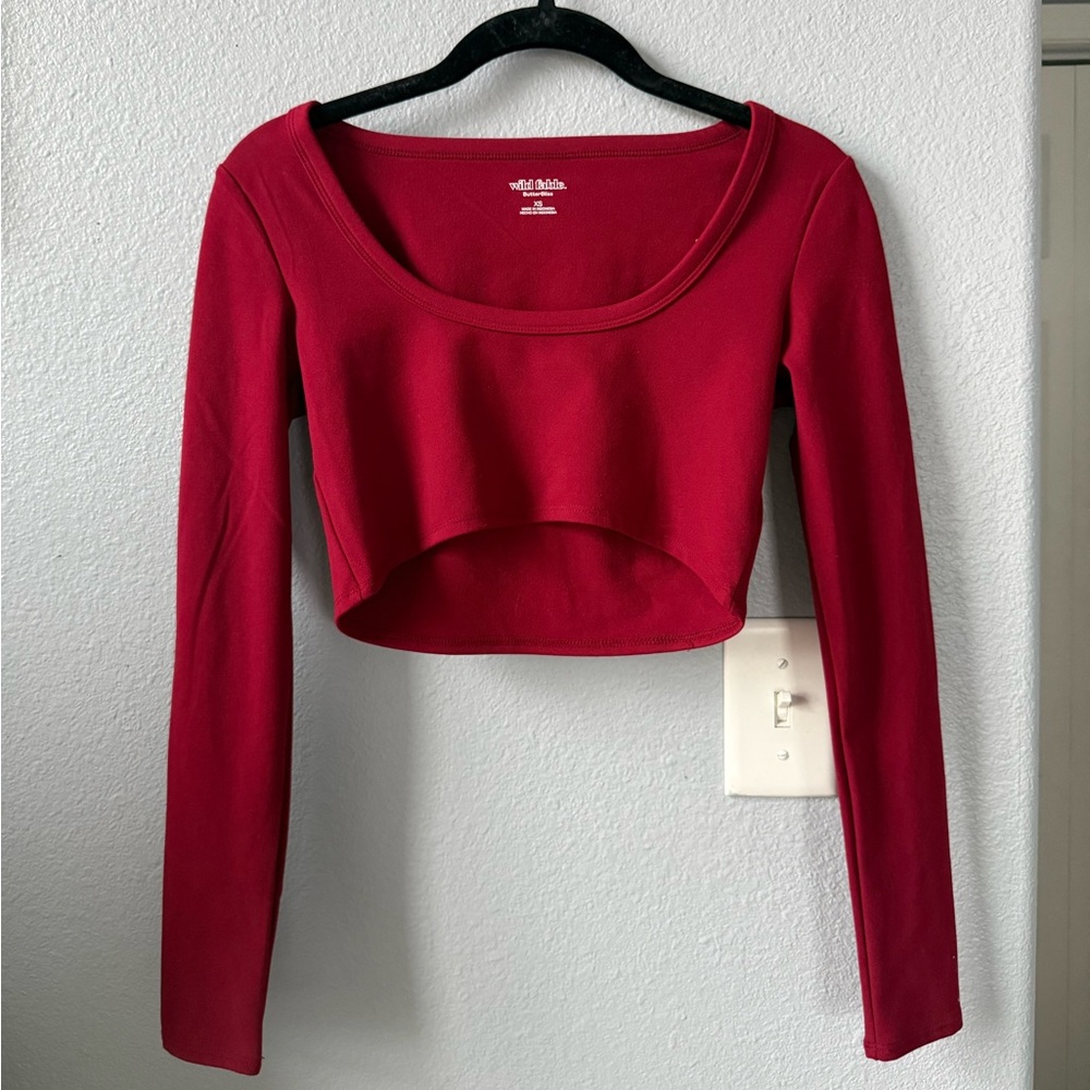 Wild Fable Red Long Sleeve Crop Top